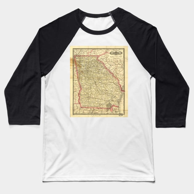 Vintage Map of Georgia (1883) Baseball T-Shirt by Bravuramedia